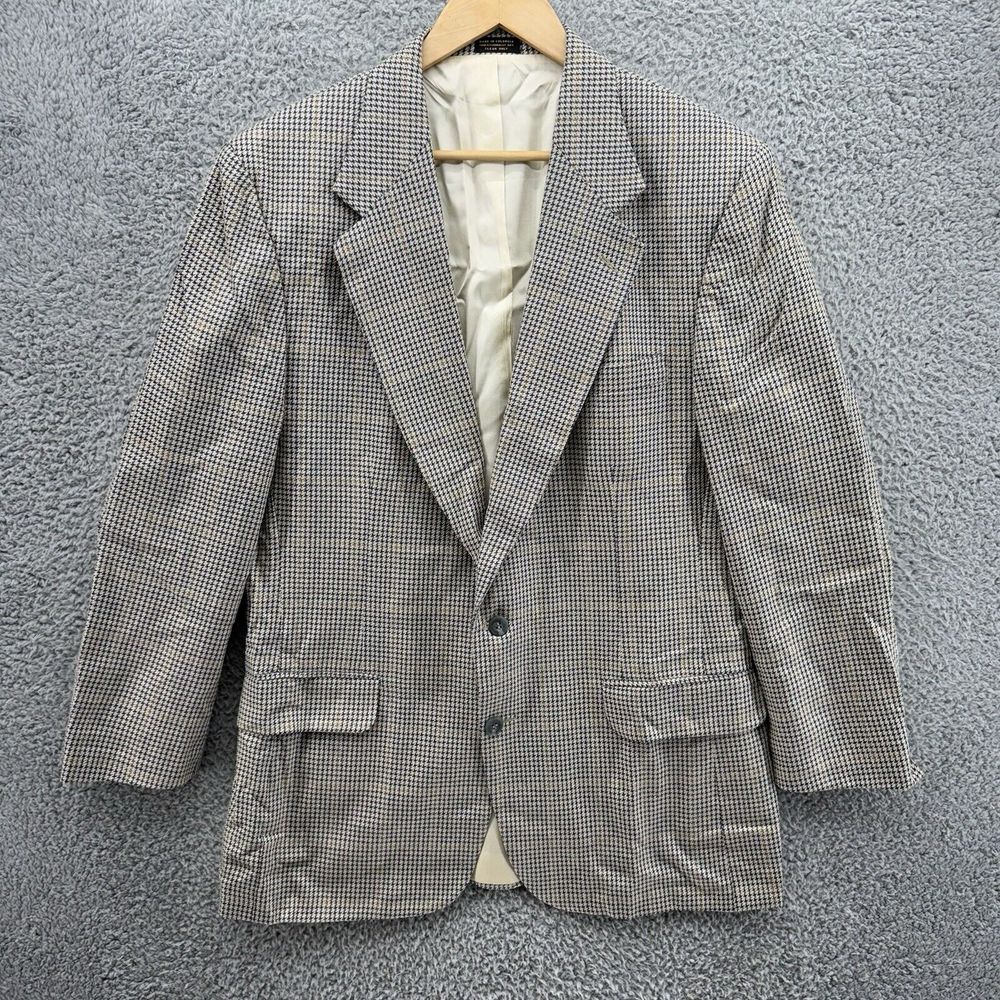 Robert Stock Mens Sports Coat Blazer Check Plaid‎ 42L Wool Vented Two Button VTG
